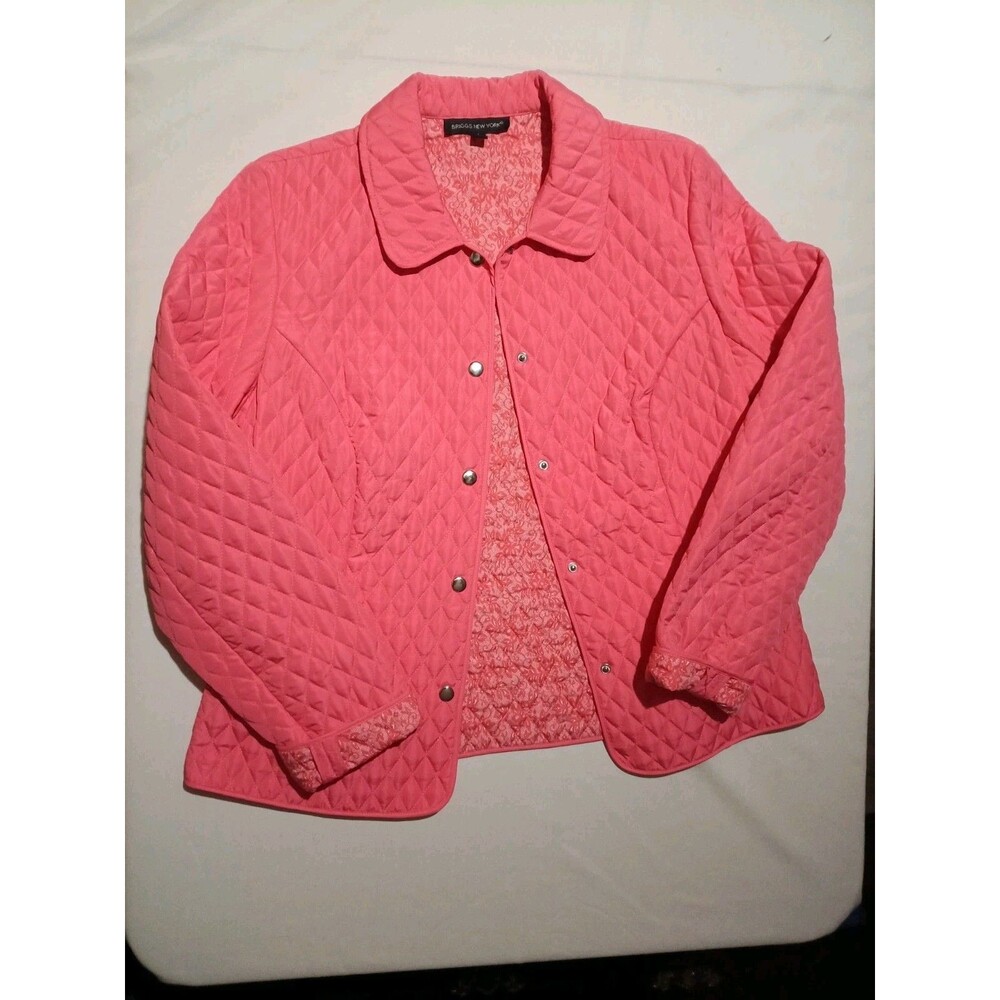 Briggs New York Wo's L (Petite) Basic Quilted Snap Front Coral Pink Jacket